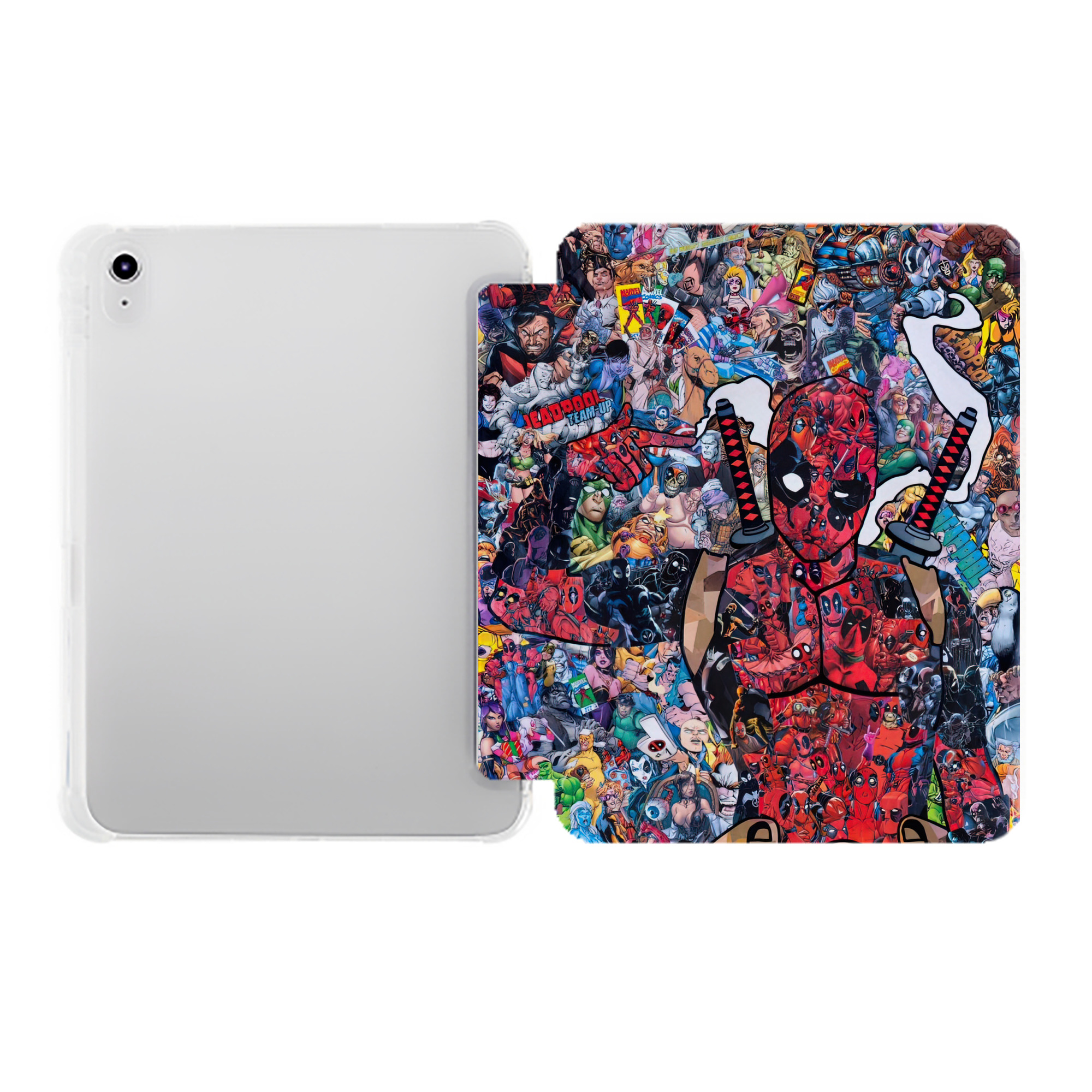 （画像用） Deadpool デッドプール IPad ケース ペン収納付き 三つ折りスタンド PUレザー×シリコン 対応機種9.5/10.5/10.9インチ